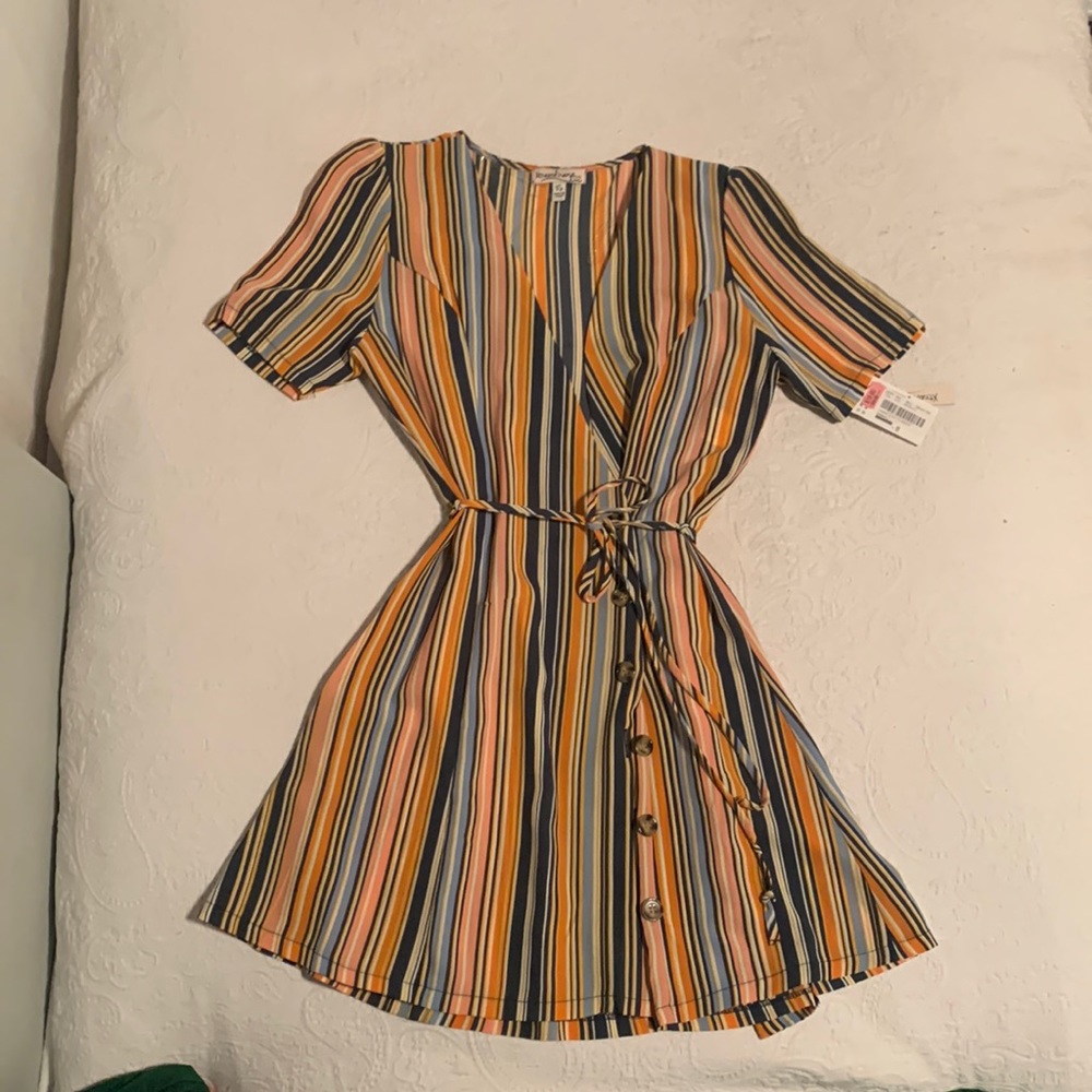 multicolored wrap dress
